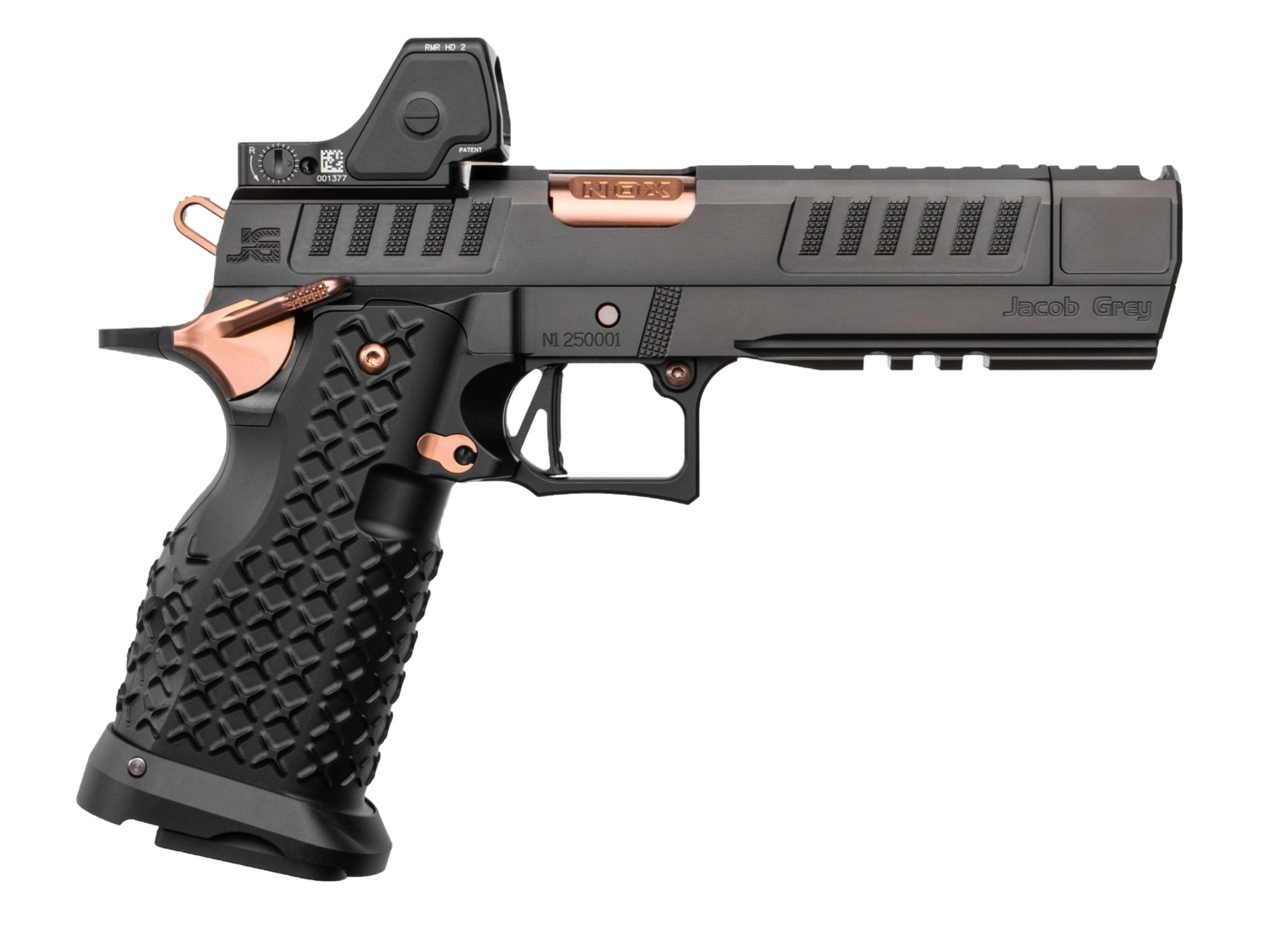 Jacob Grey Nox 9 Ported/Comp 9mm 17rd, PVD-Canyon Copper