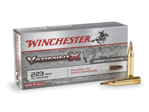 Winchester Varmint X 223 Remington Ammo, 40gr Poly Tip, 20/Box · UPC 020892219953
