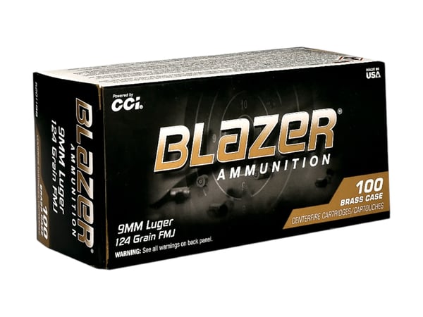 CCI Blazer 9mm 100RD, FMJ, 124GR · UPC 604544708653